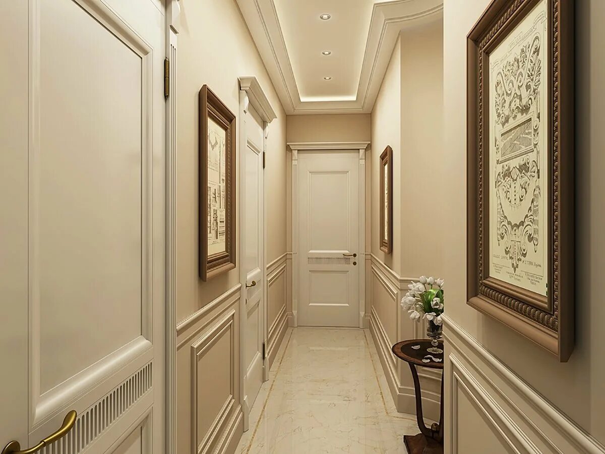 Интерьер коридора. Коридор в классическом стиле. Прихожая в классическом стиле. Классический интерьер коридора.