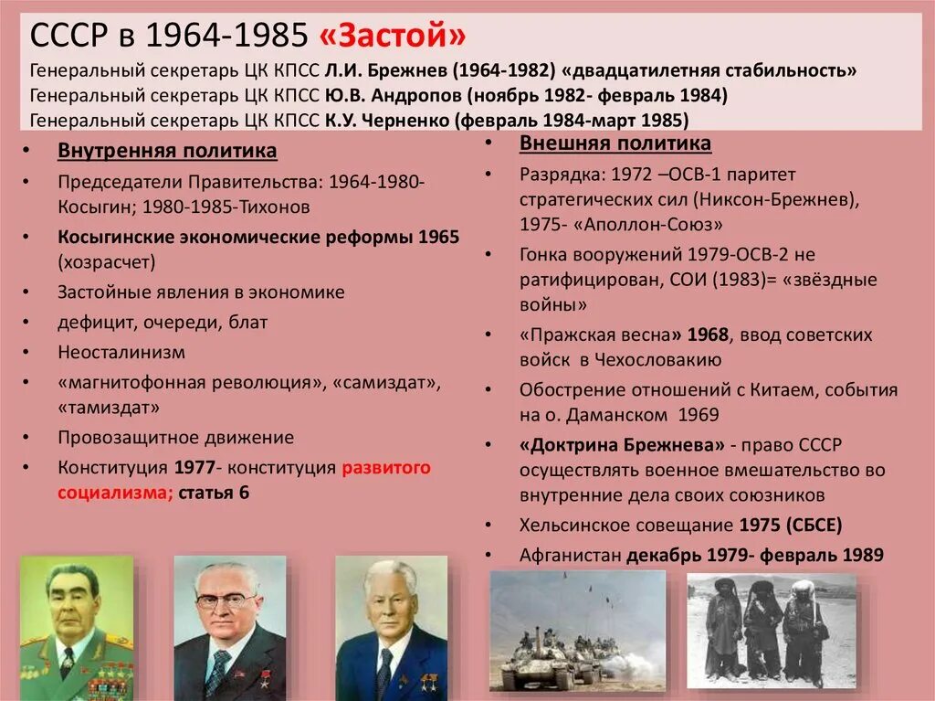 Каковы основные особенности внутренней политики после войны. Таблица по истории СССР 1964-1982. СССР В годы правления л.и.Брежнева 1964-1982 гг.. Л.И Брежнев 1964-1982 внешняя политика. Внутренняя политика СССР 1964-1985 таблица.