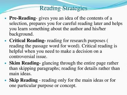 Task before reading