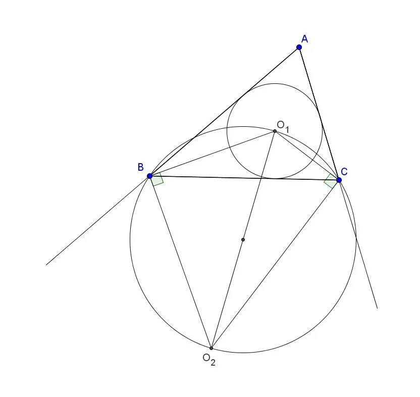 Круг в треугольнике авс. Вневписанная окружность. Центр вневписанной окружности. Центр вневписанной окружности треугольника. Вневписанные углы в окружность.