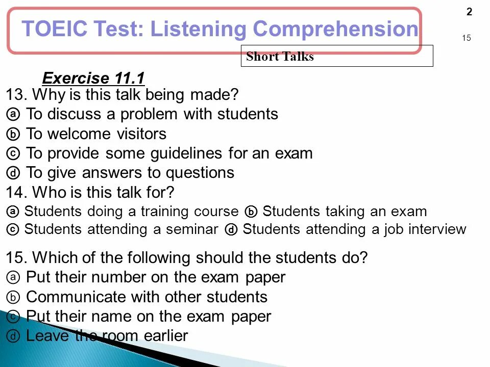 Were listened. Listening Comprehension. TOEIC Test. Listening Test. Listening Comprehension Test.