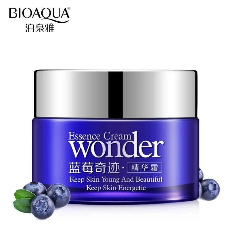 Blueberry крем БИОАКВА увлажняющий. BIOAQUA Blueberry Essence Cream с экстрактом черники. BIOAQUA крем для лица с экстрактом черники Wonder Essence Cream, 50 г. BIOAQUA увлажняющий крем с экстрактом черники Wonder (арт. 2775), 50 Ml.