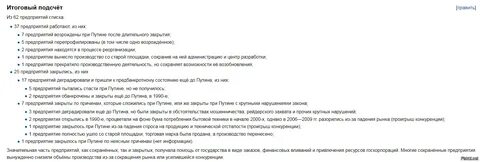 Сколько заводов закрылось при путине