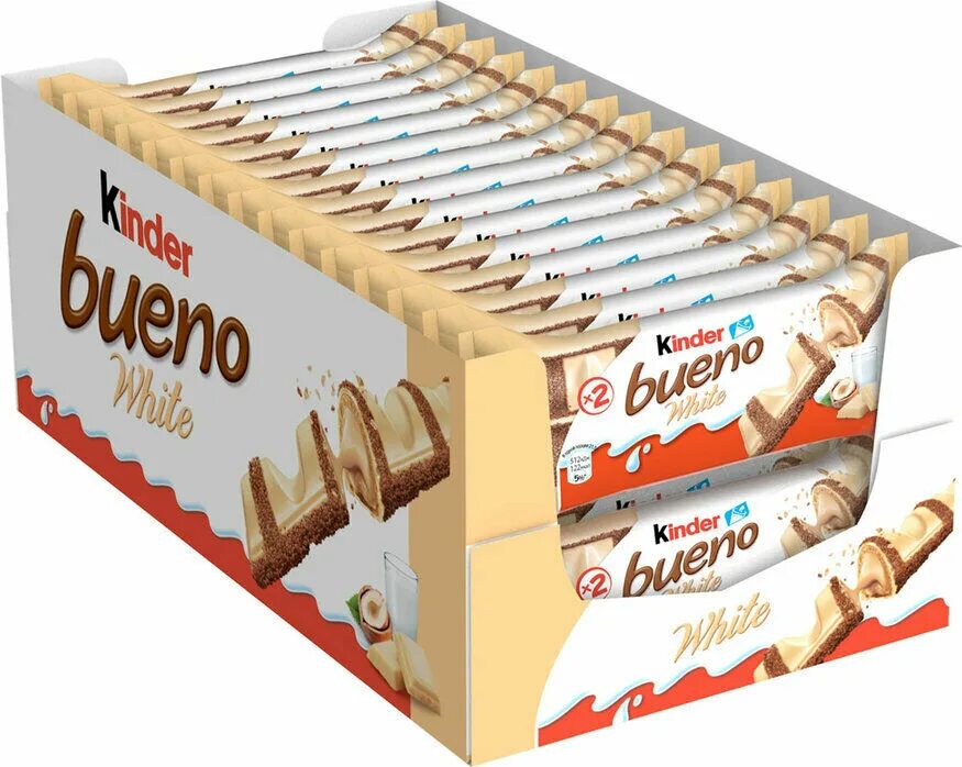 Вафли kinder Буэно-Вайт 39г*30шт td. Вафли kinder bueno White в белом шоколаде 39 г. Киндер Буэно белый шоколад. Kinder вафли bueno White штук 30 шт 39.