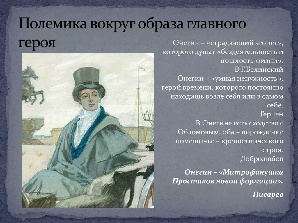 Онегин посвящен. Образ литературного героя.