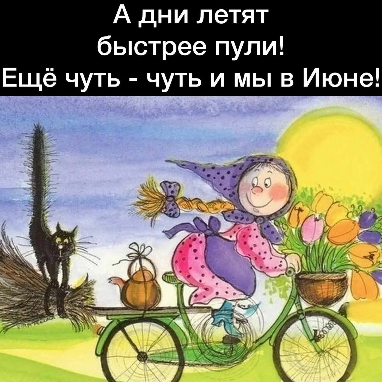 Велосипед с полевыми цветами. Жизнь летит аж шляпу сносит с добрым. Как быстро день за днем мелькает. А жизнь летит быстрее пули еще чуть. Статусы про лето.