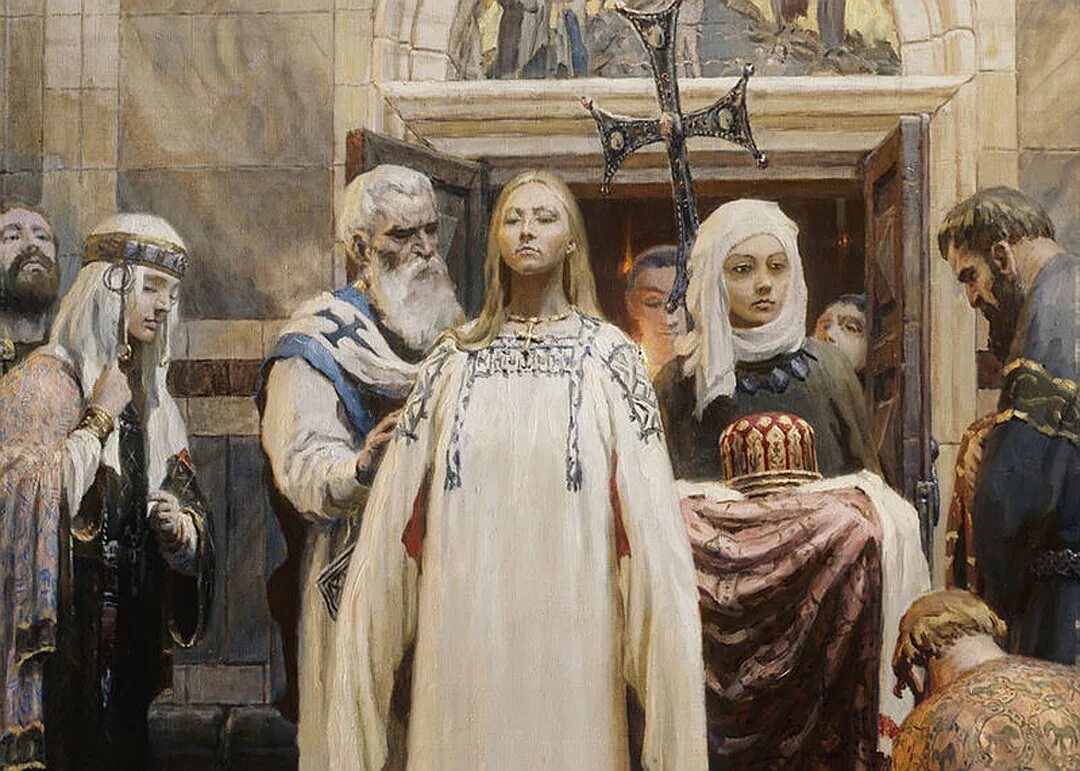 ольга николаевна (1822—1892). репин царевна софья в новодевичьем монастыре картина. анна ярославна рюрикович королева франции. флавицкий княжна тараканова картина. анна григорьевна жена ивана 4.