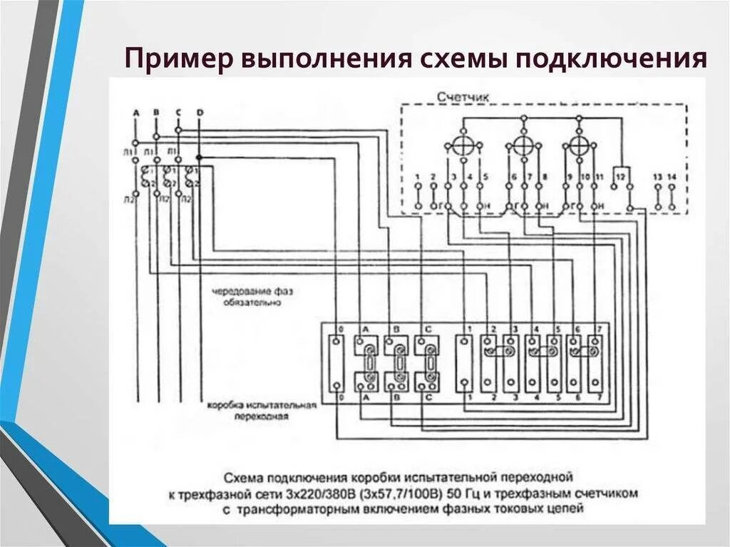Схема включения трехфазного счетчика через трансформаторы тока Схемы подключения трёхфазного электросчётчика