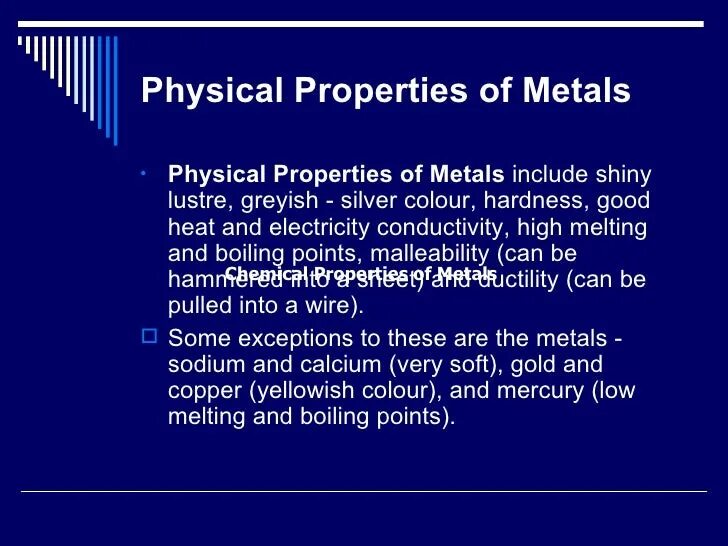 Properties of metals. Physical properties. chemical properties of calcium. general properties of metals. two chemical and two physical properties of calcium metal.