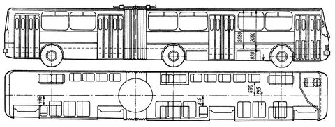 2003 Ikarus 283.01 Bus blueprints free - Outlines