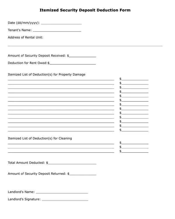 Format security. Security deposit. application form security. contractual agreement. termination agreement.