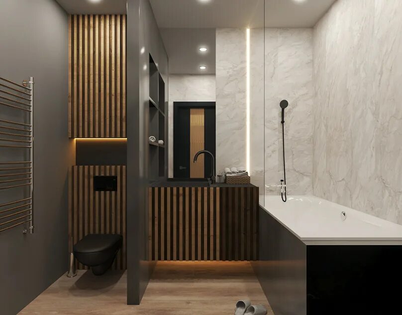 Рейка в интерьере ванной house-hudson-woods-lang-architecture-18 Wowow Home Magazine