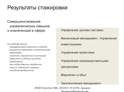 Результаты стажировки