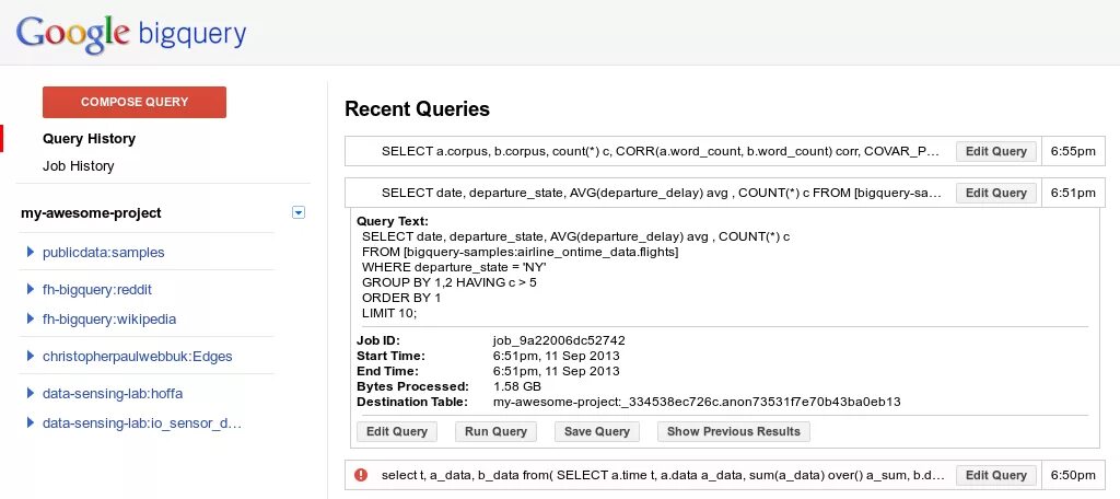 Saved queries