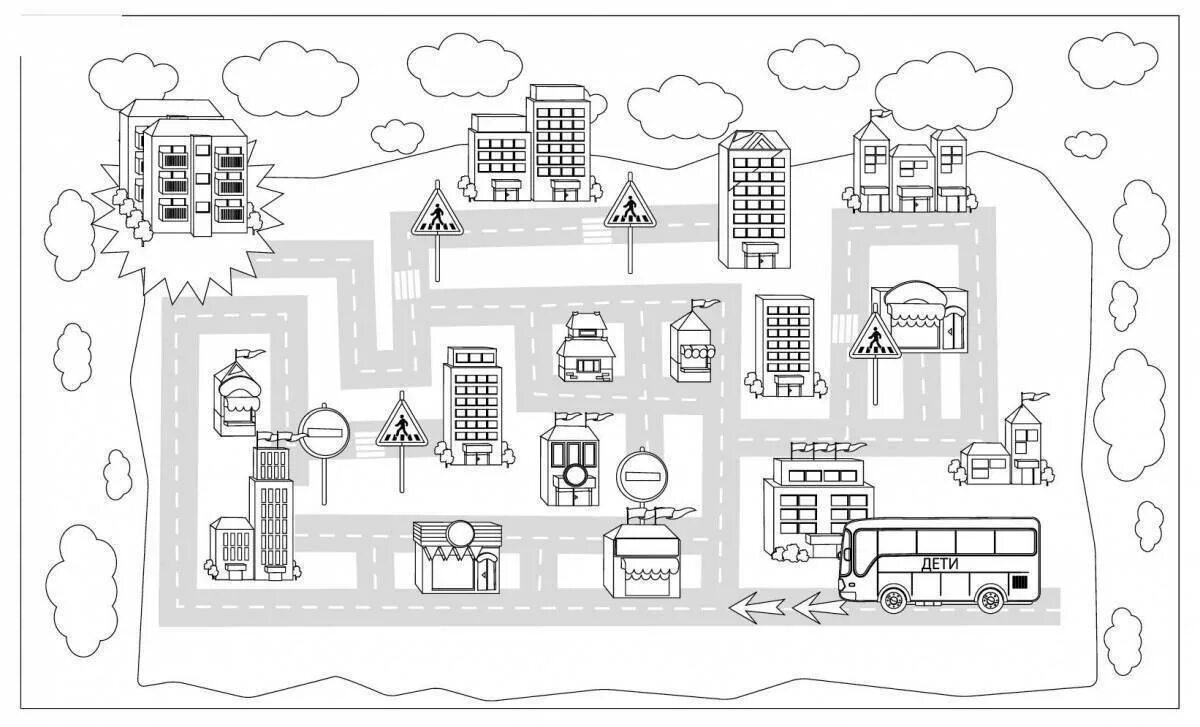 Планирование мой город средняя группа. Город задания для детей. Раскраска город для детей. Задания для детей по теме город. План города для детей.