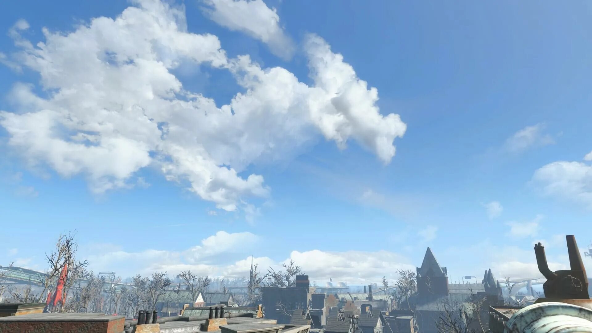 Громы среди ясного неба 4. Fallout 4 clouds Mod. Небо фоллаут. Фоллаут 4 пейзажи. Небо из Fallout.