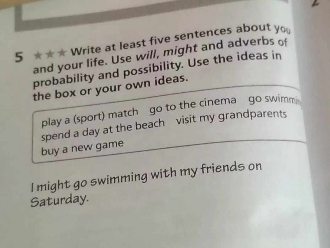 Write 5 sentences about your