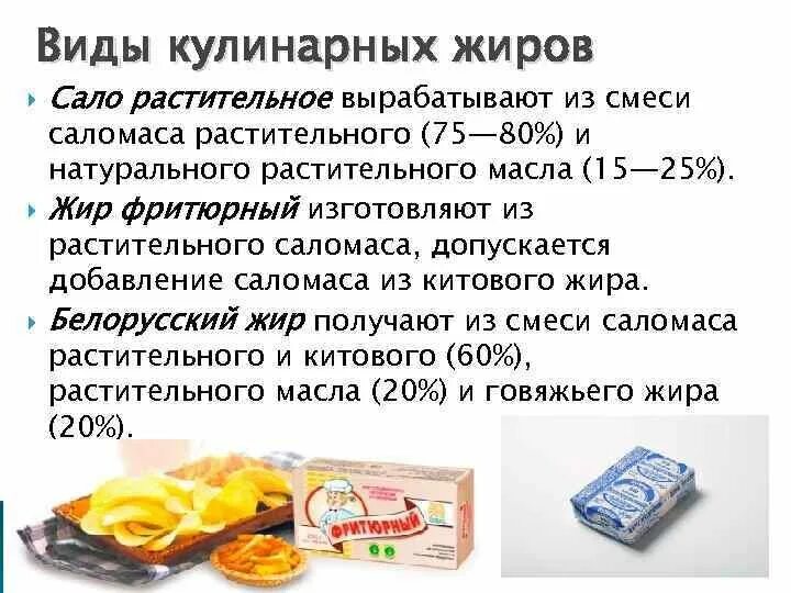 Фритюрные жиры используемые при производстве. Кулинарный жир. Виды кулинарных жиров. Кулинарный жир состав. Ассортимент пищевых жиров.