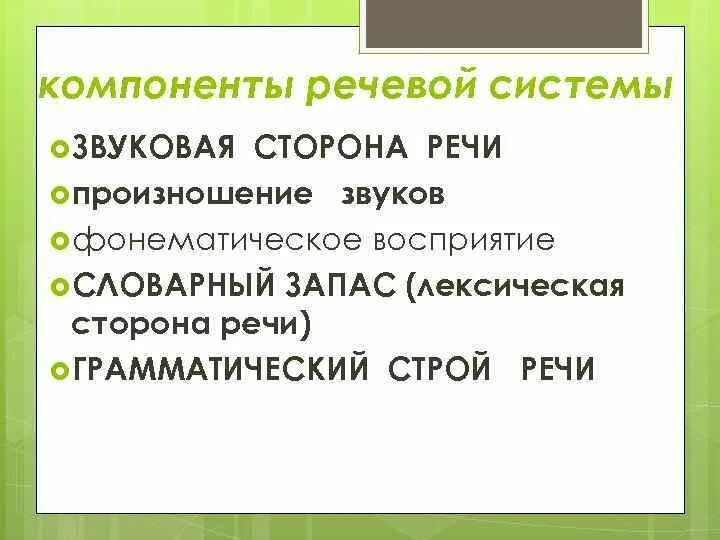 Компоненты речевой речи