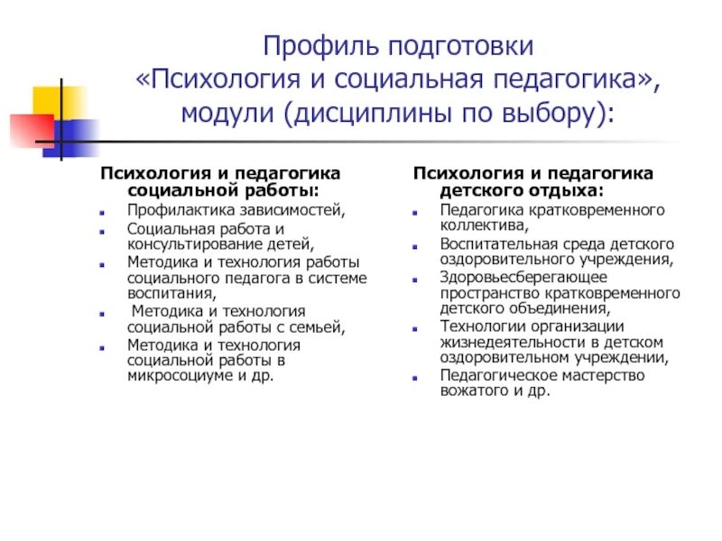 Профиль психология образования. Психология и социальная педагогика. Профиль подготовки по направлению психология. Социальная педагогическая психология. Педагогика в социальной работе.