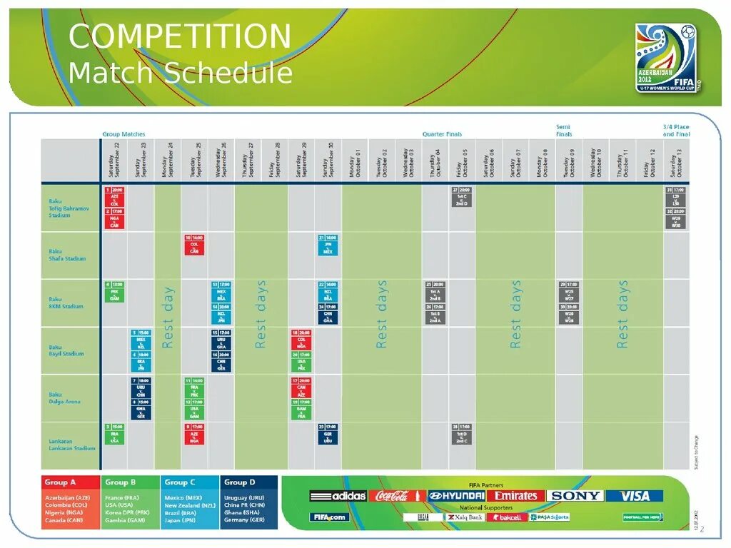 FIFA Match Schedule. FIFA U-17 women’s World Cup. FIFA u17 women's World Cup 2012. FIFA u17 women's World Cup 2012 Intro.