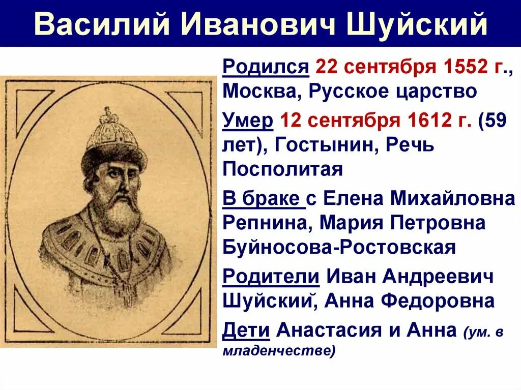 Правление василия ивановича шуйского. Правление василия ивановича шуйского