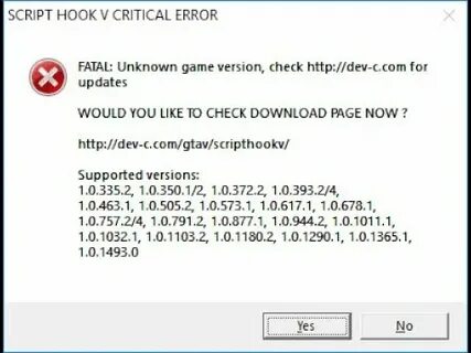 Script hook v fatal error