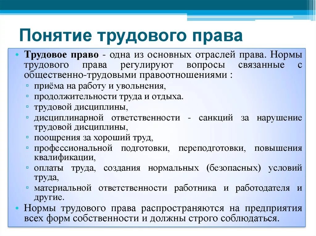 Трудовое право. Трудовое право примеры.