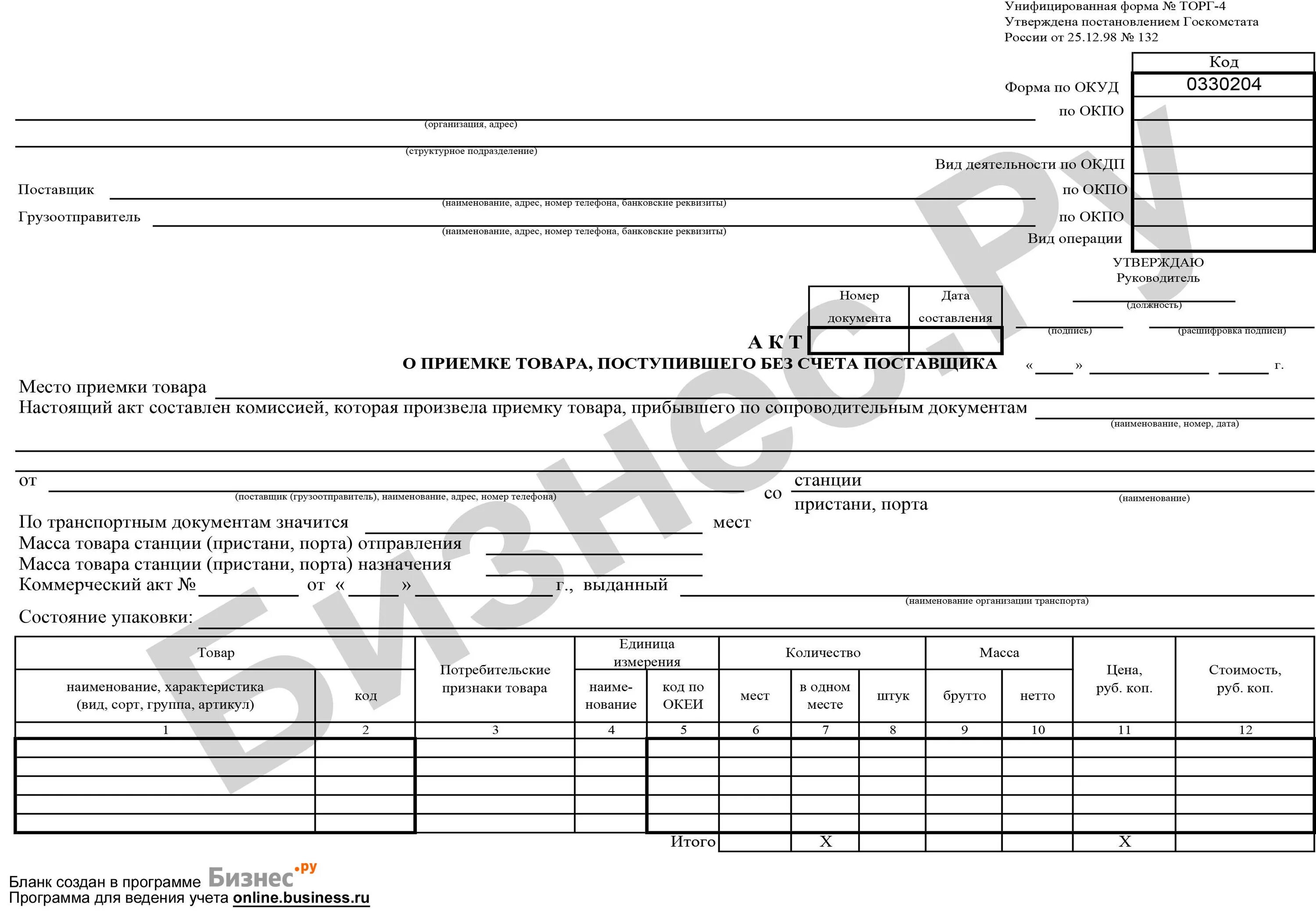Торг-4 акт о приемке товаров без счета поставщика. Акт о приемке товаров (унифицированная форма n торг-1) (ОКУД 0330201). Акт о приемке товара (по форме торг-4). Унифицированная форма № торг-1. Товар поступил без документов