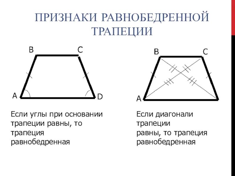 Свойства диагоналей равнобедренной трапеции. 3 Свойства равнобедренной трапеции. Признаки равнобедренной трапеции с доказательством. Сформулируйте свойства и признаки равнобедренной трапеции. Почему углы при основании равны