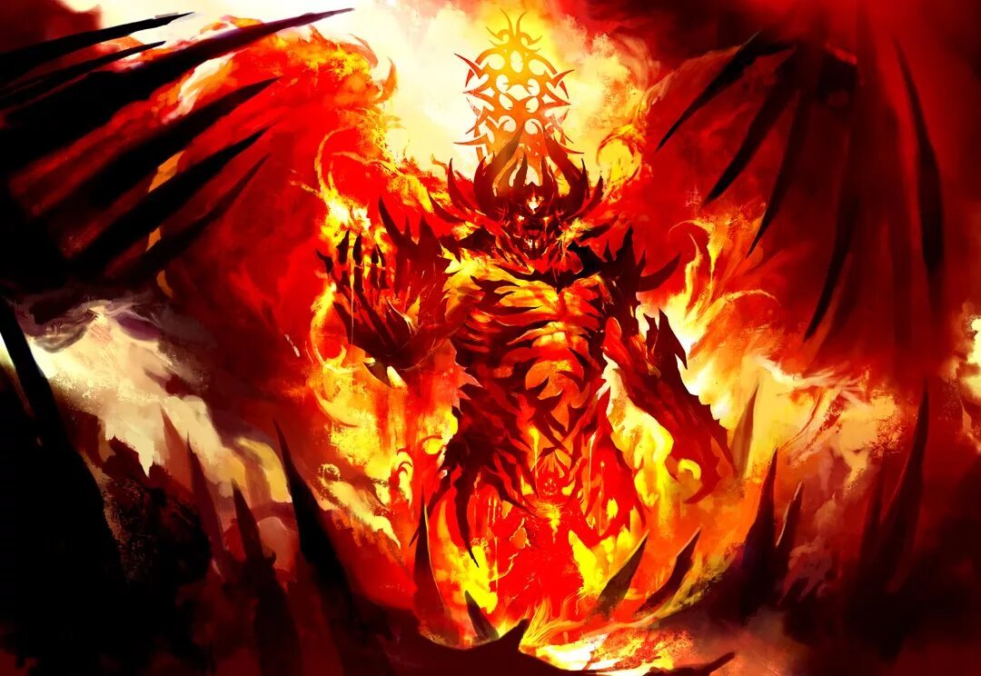 Светоносное имя повелителя ада. Ифрит демон огня. Кагуцути Бог огня. Огненный Король Элементаль.