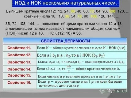 Общее свойство чисел это