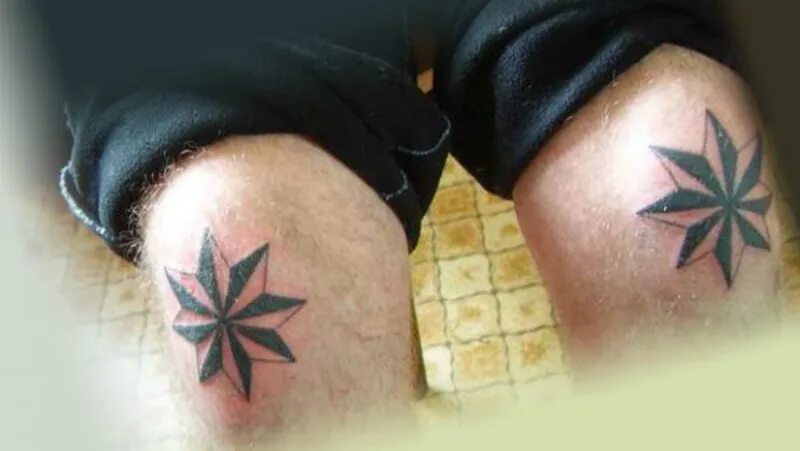 Что значат тату на коленях. Звезды на коленях. Тюремная звезда.