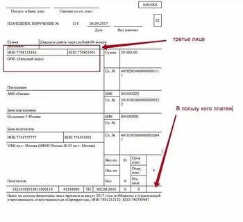 Письмо о платеже третьему лицу