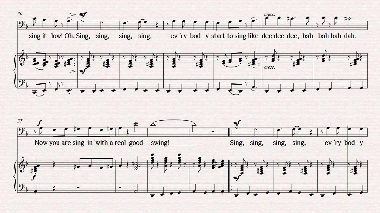 Sing Sing Sing. Sing Sing Sing песня. Sing, Sing, Sing (with a Swing). Sing Sing Ноты для фортепиано.