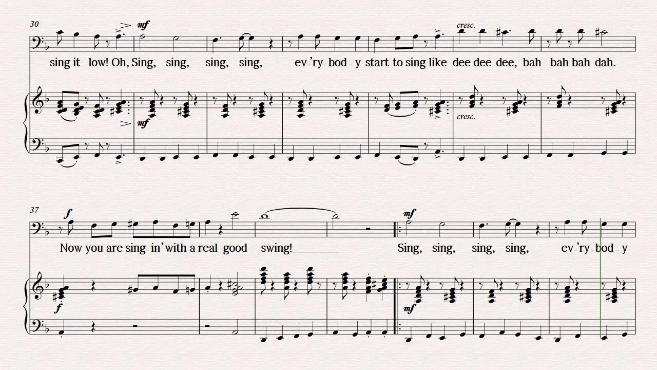 Sing sing sing песня текст. Sing Sing Sing. Sing Sing Sing песня. Sing, Sing, Sing (with a Swing). Sing Sing Ноты для фортепиано.