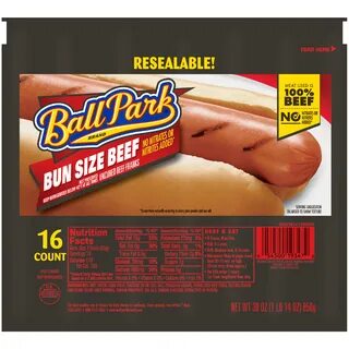 Ball Park ® Beef Hot Dogs, Bun Size Length, 16 Count - Walmart.com.