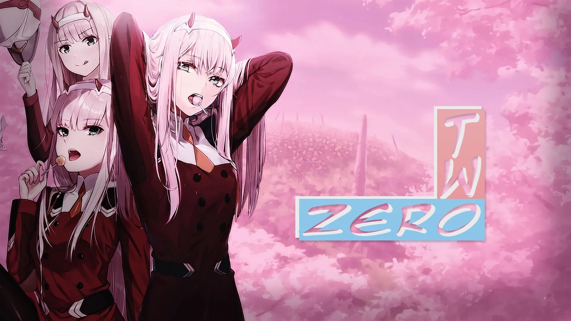 12 2 обои. Zero two фон для рабочего стола.