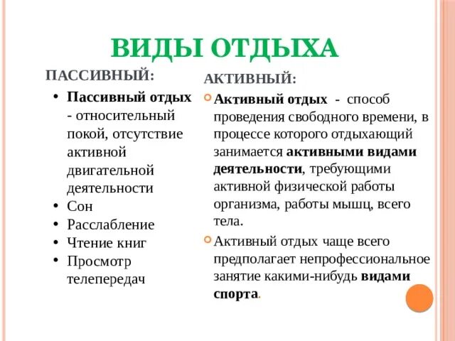 Что лучше активные или пассивные. Виды отдыха активный и пассивный. Пассивный отдых примеры. Активный и пассивный отдых примеры. Разновидности отдыха.