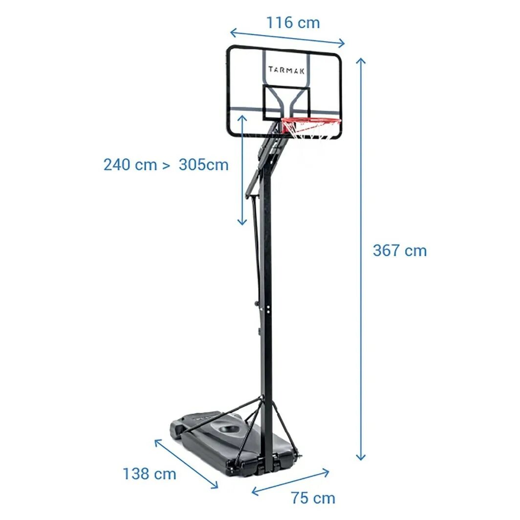 Высота вертикального. Tarmac стойка баскетбольная b700 Pro. Высота баскетбольного кольца 3.05. Высота баскетбольной корзины см а 300 б 305 в 310. Баскетбольная стойка БС-18 бетонирование.