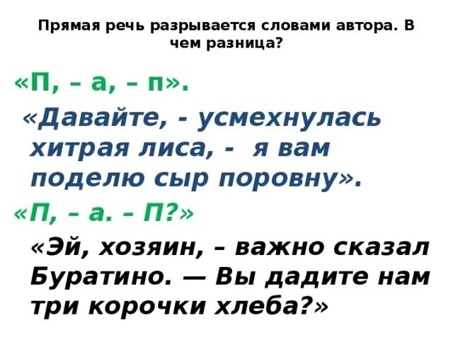 Прямая речь разрывается словами. Прямая речь схемы. Слова автора и прямая речь. Примеры прямой речи.