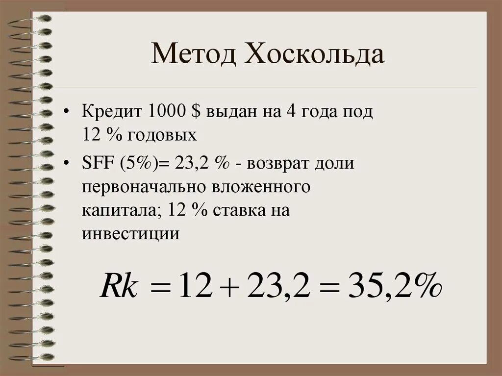 Метод Инвуда хоскольда и ринга. Норма возврата капитала по методу хоскольда. Методу хоскольда формула. Метод хоскольда в оценке недвижимости. Метод ринга