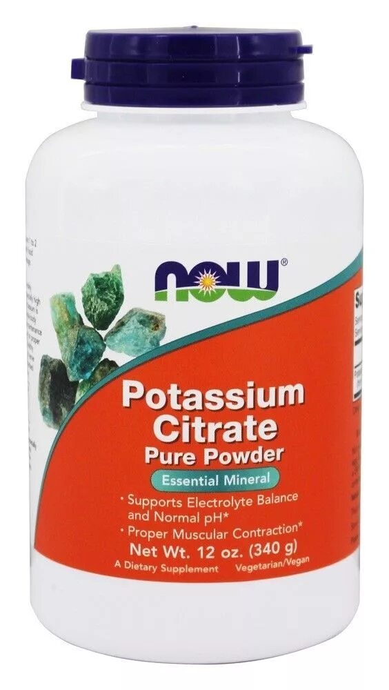 Цитрат калия для чего. Калий Now foods. Калия цитрат 99 мг Now foods. Now potassium Citrate Pure Powder 340 г. Цитрат калия порошок Now.