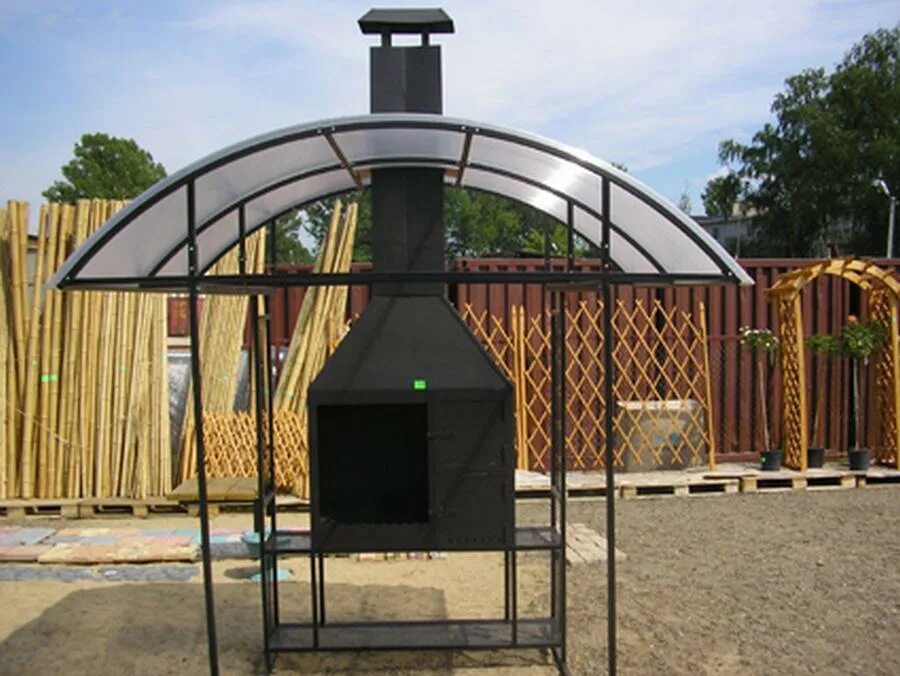 Уличный мангал с навесом. Павильон для гриля grillux spring house 170х246 см. Мангал с крышей. Печь под казан из трубы 426 мм. 5x2.