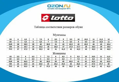 Размерная сетка бутс