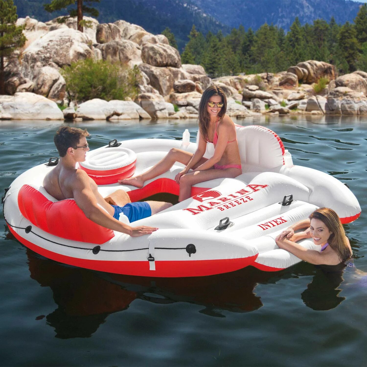 Надувной плот на воде. 58292 intex. надувной плот &quot;тенистый остров&quot; bestway 43134. надувной плот интекс. надувной плот интекс остров.