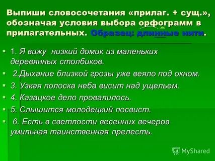 Выпишите из текста словосочетания прил