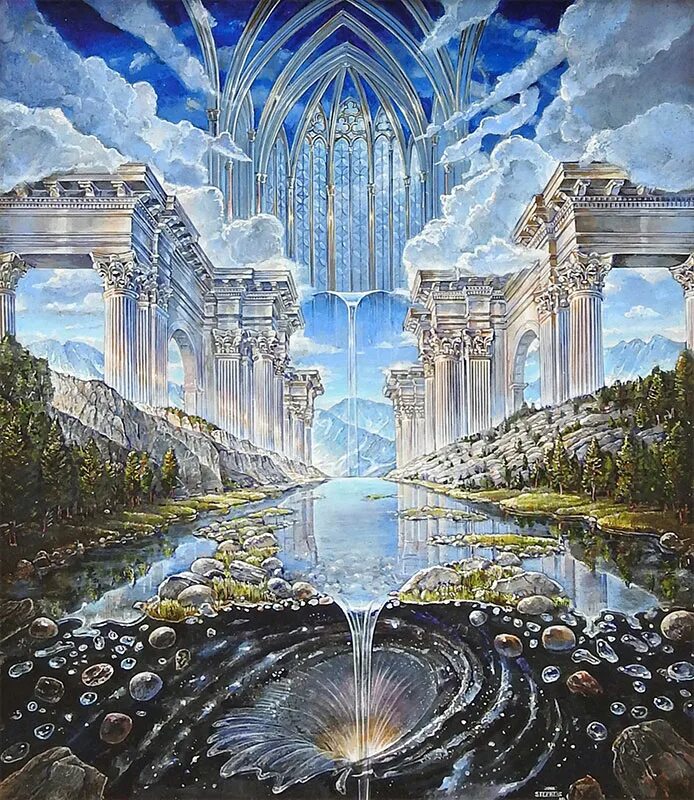Художник джон макнотон. Джон стефенс художник. John stephens. Картины фантазии церковь белая. Джон стефенс художник картины.