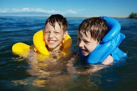 My brother and i swimming