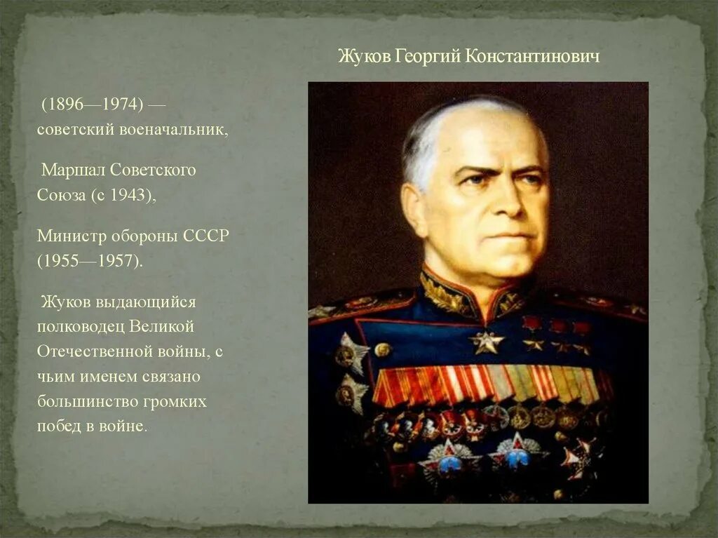 Портреты полководцев Великой Отечественной войны 1941-1945 Жуков.